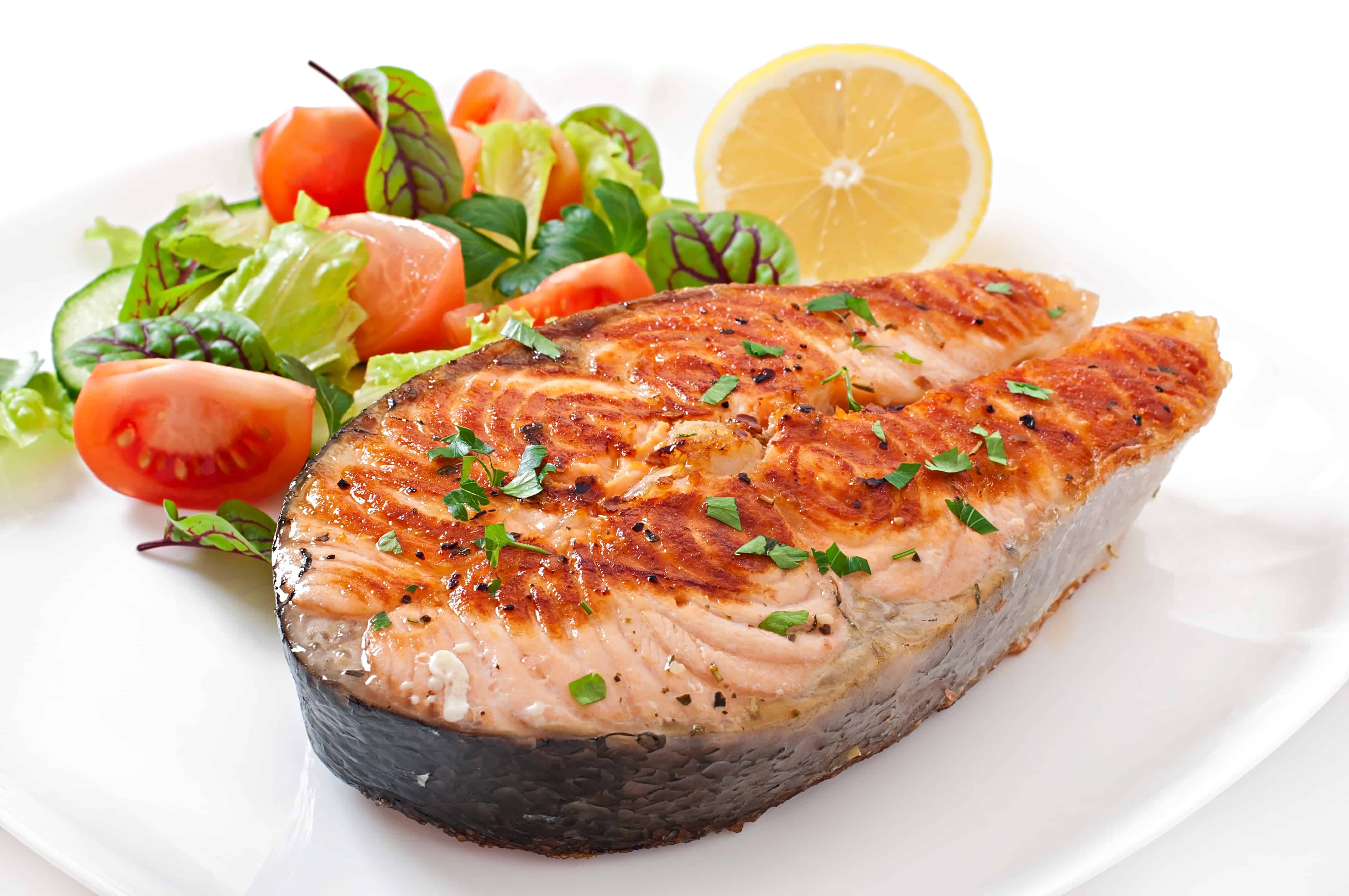 SALMON Eat a balanced and nutritious diet that includes healthy proteins and fats.